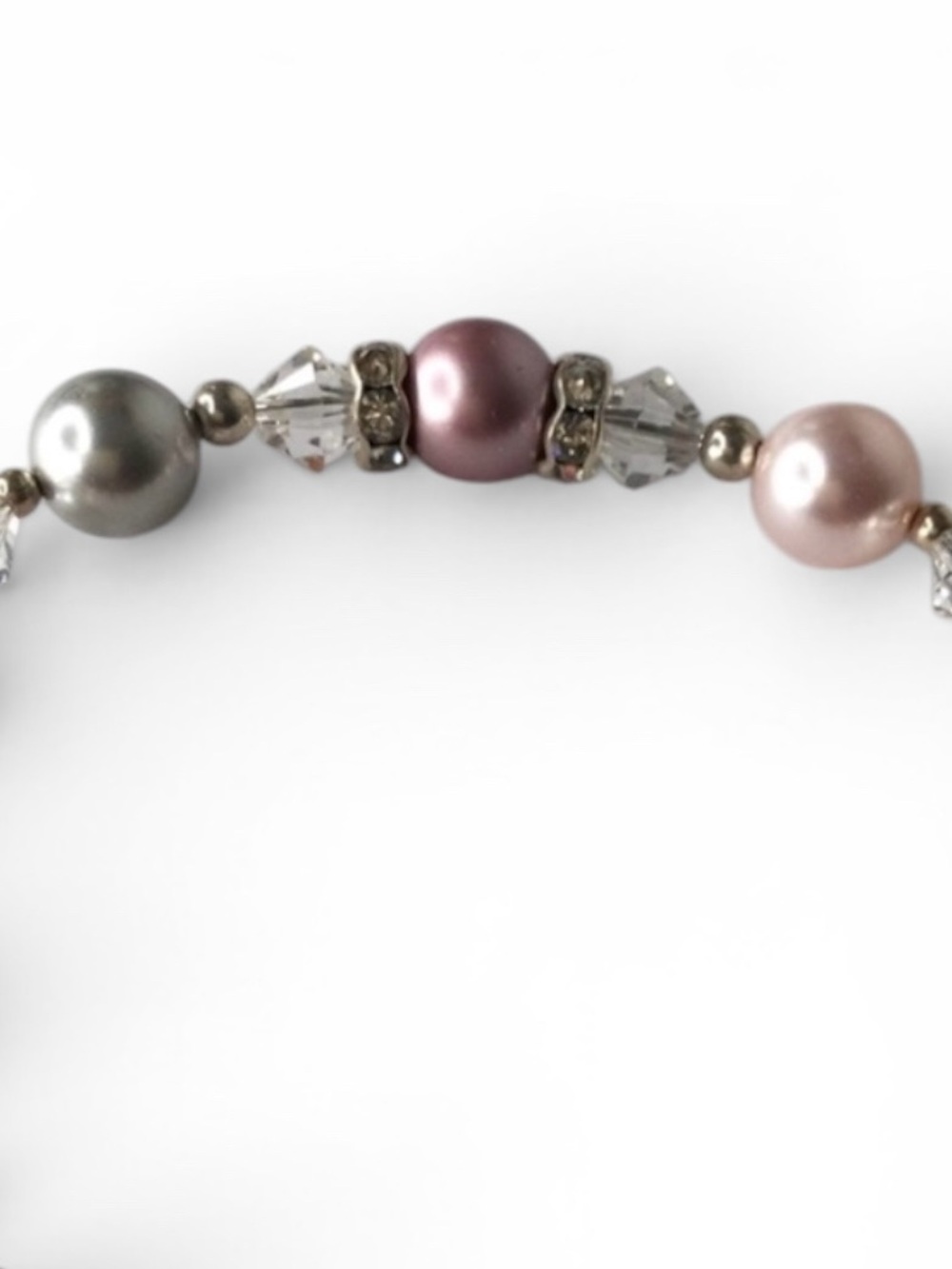 Handmade Dainty Glass Pearls & Crystal Beaded Bracelet - Picture 8 of 13